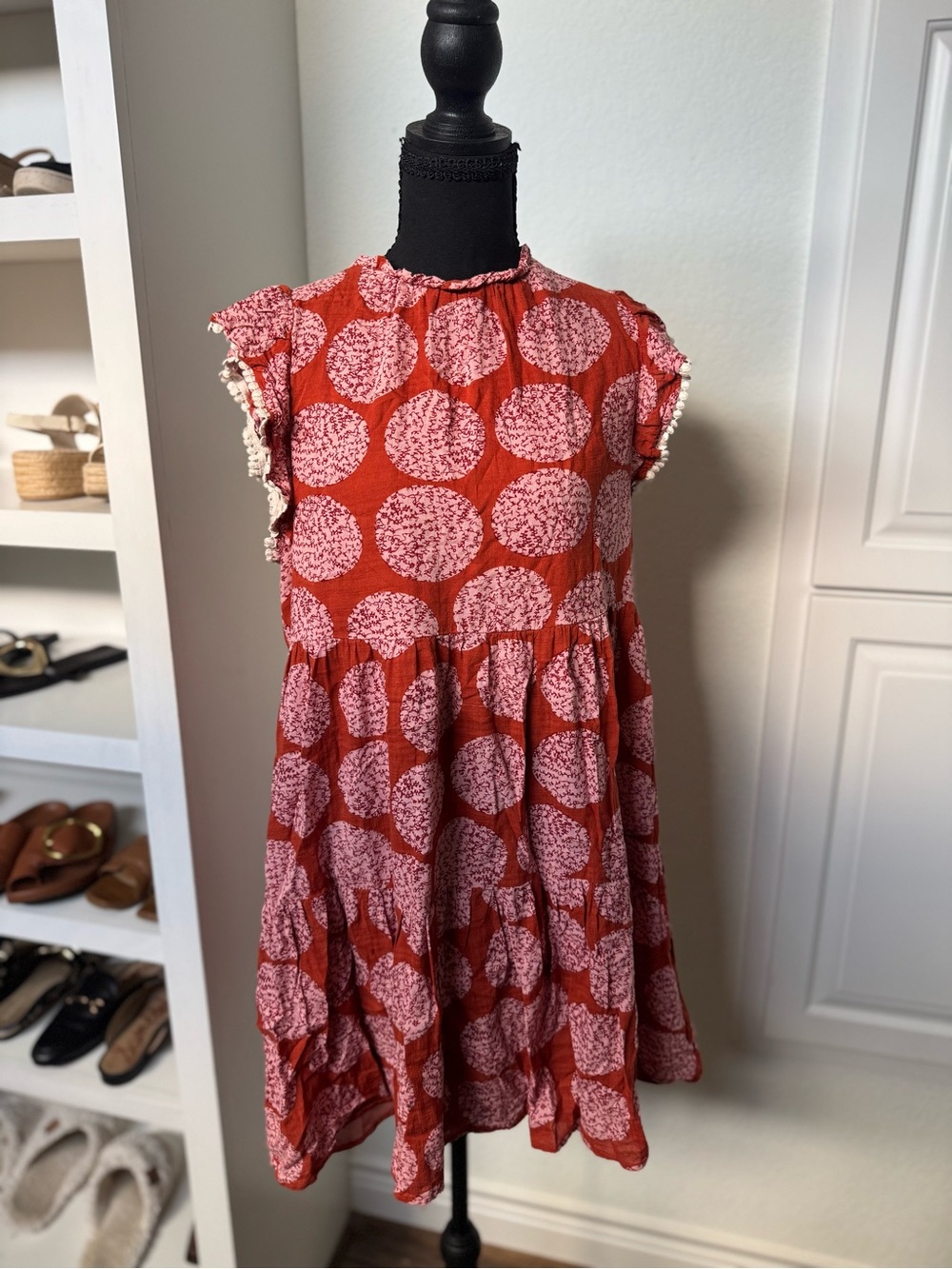 Red and Pink Patterned Dress